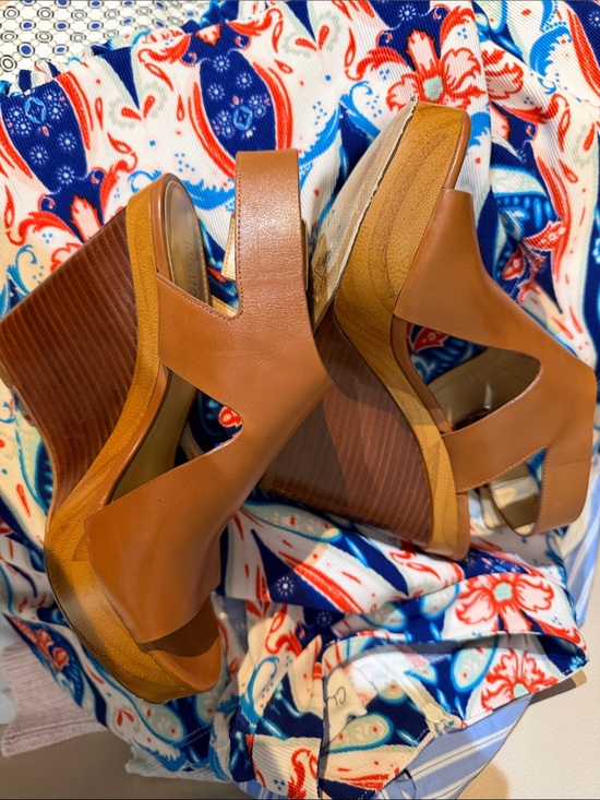 MICHAEL Michael Kors Cognac Open-Toe Wedge Sandals with  display picture 3